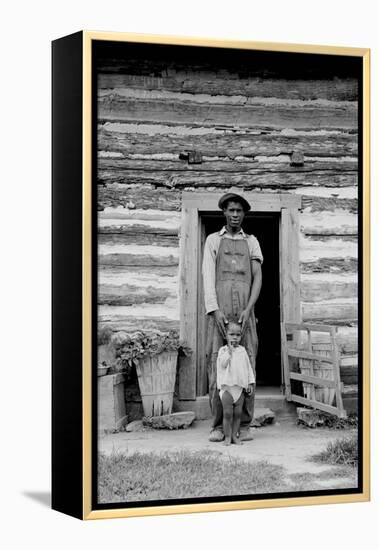 Young Sharecropper and His First Child-Dorothea Lange-Framed Stretched Canvas