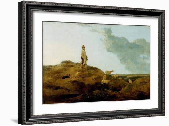 Young Shepherd and His Dog Watching over a Flock of Sheep at Mousehold Heath, 19th Century-John Crome-Framed Giclee Print