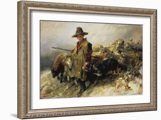 Young Shepherd in the Snow, C. 1872-Heinrich von Zügel-Framed Giclee Print