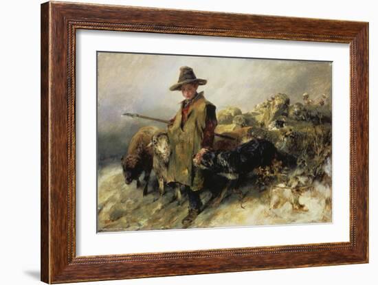 Young Shepherd in the Snow, C. 1872-Heinrich von Zügel-Framed Giclee Print