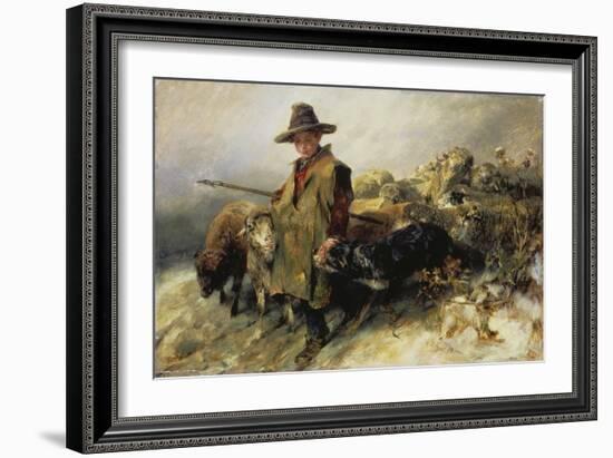 Young Shepherd in the Snow, C. 1872-Heinrich von Zügel-Framed Giclee Print