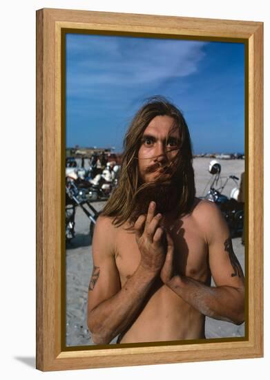 Young Shirtless Man with Long Flowing Hair-Mario de Biasi-Framed Premier Image Canvas