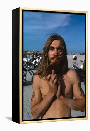 Young Shirtless Man with Long Flowing Hair-Mario de Biasi-Framed Premier Image Canvas