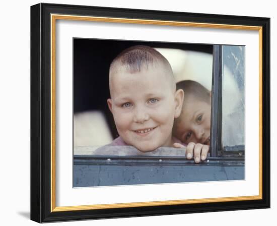 Young Soviet Boys Looking from Car Window-Bill Eppridge-Framed Photographic Print