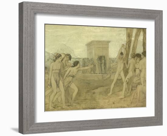 Young Spartan Girls Challenging Boys, C.1860-Edgar Degas-Framed Giclee Print