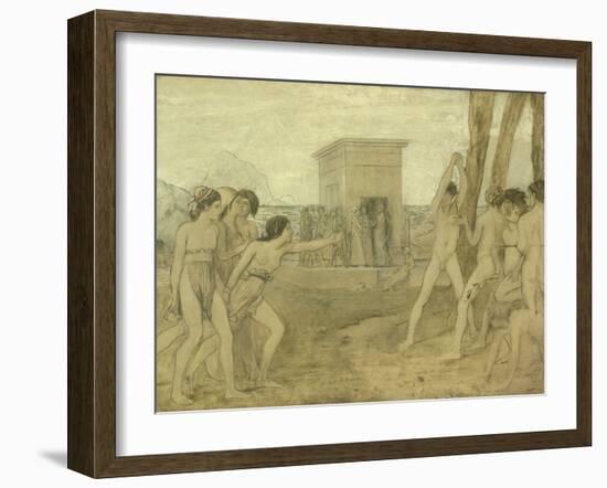 Young Spartan Girls Challenging Boys, C.1860-Edgar Degas-Framed Giclee Print