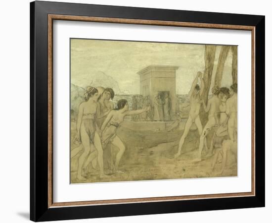 Young Spartan Girls Challenging Boys, C.1860-Edgar Degas-Framed Giclee Print