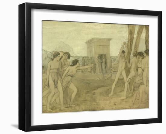 Young Spartan Girls Challenging Boys, C.1860-Edgar Degas-Framed Giclee Print