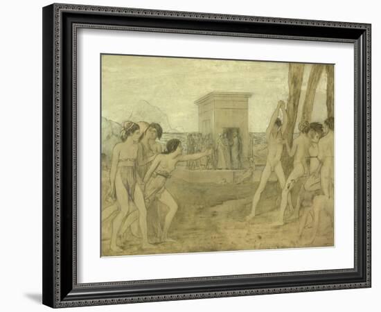 Young Spartan Girls Challenging Boys, C.1860-Edgar Degas-Framed Giclee Print