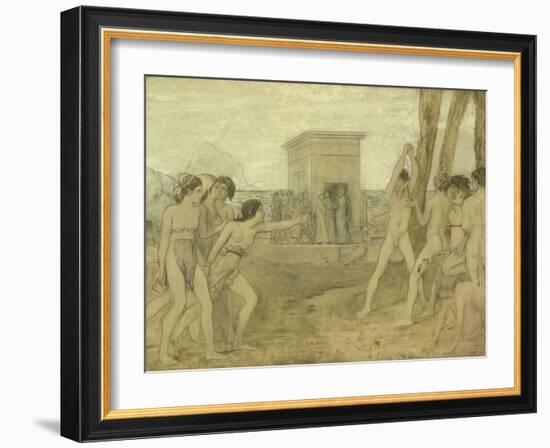 Young Spartan Girls Challenging Boys, C.1860-Edgar Degas-Framed Giclee Print