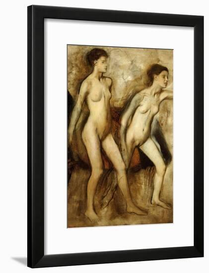 Young Spartan Girls Provoking the Boys, (Young Spartans Wrestling)-Edgar Degas-Framed Giclee Print