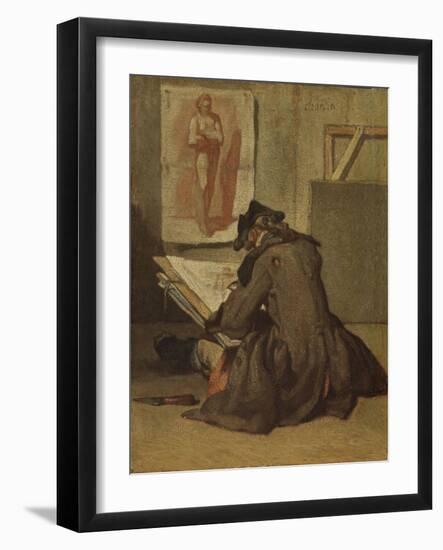 Young Student Drawing-Jean-Baptiste Simeon Chardin-Framed Giclee Print