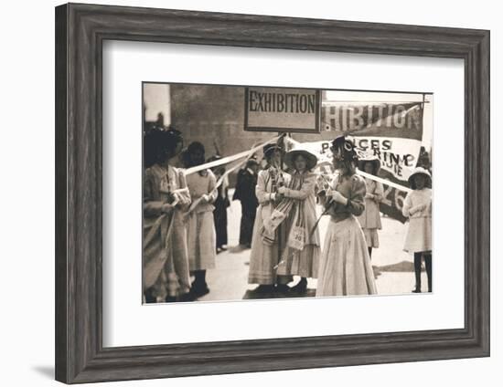 Young suffragettes promote the fortnight-long Women's Exhibition, London, 13 May 1909-Unknown-Framed Photographic Print