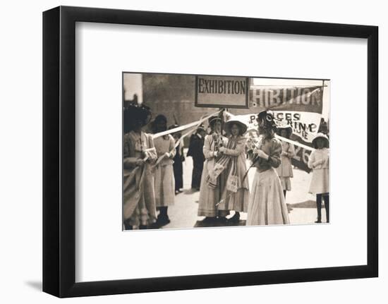 Young suffragettes promote the fortnight-long Women's Exhibition, London, 13 May 1909-Unknown-Framed Photographic Print