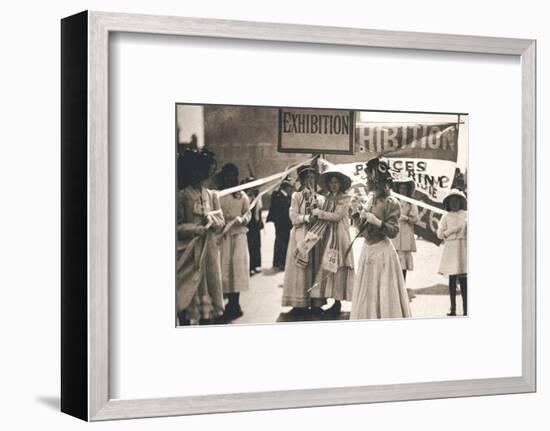 Young suffragettes promote the fortnight-long Women's Exhibition, London, 13 May 1909-Unknown-Framed Photographic Print
