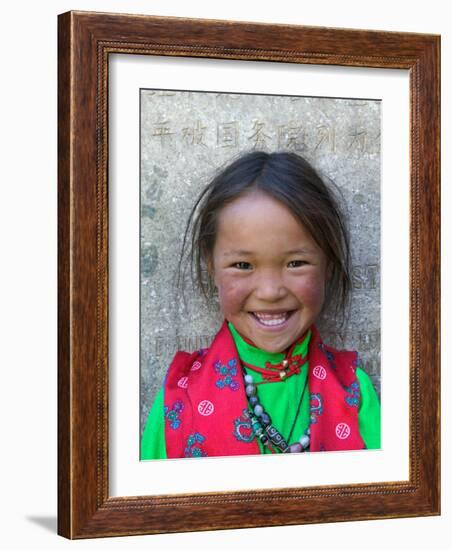 Young Tibetan Girl, Sakya Monastery, Tibet, China-Keren Su-Framed Photographic Print