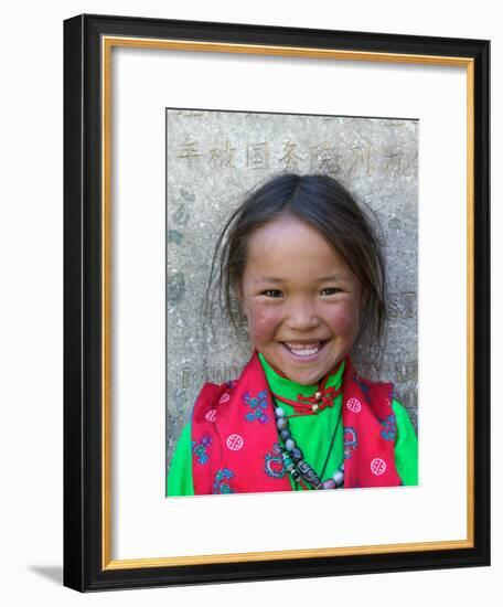 Young Tibetan Girl, Sakya Monastery, Tibet, China-Keren Su-Framed Photographic Print