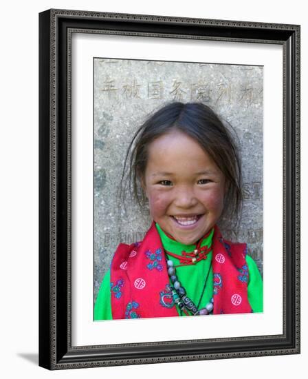 Young Tibetan Girl, Sakya Monastery, Tibet, China-Keren Su-Framed Photographic Print