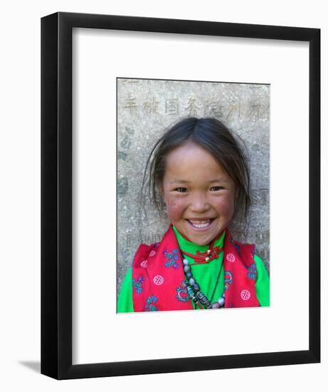 Young Tibetan Girl, Sakya Monastery, Tibet, China-Keren Su-Framed Photographic Print