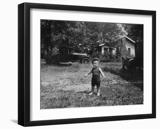 Young Toddler Boy in His Ohio Yard, Ca. 1929.-Kirn Vintage Stock-Framed Photographic Print