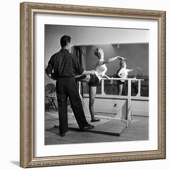 Young Upcoming Starlet Marilyn Monroe Practicing in Dance Class-J^ R^ Eyerman-Framed Premium Photographic Print