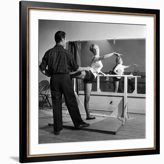 Young Upcoming Starlet Marilyn Monroe Practicing in Dance Class-J^ R^ Eyerman-Framed Premium Photographic Print