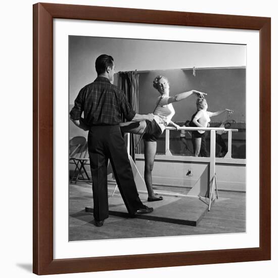 Young Upcoming Starlet Marilyn Monroe Practicing in Dance Class-J^ R^ Eyerman-Framed Premium Photographic Print