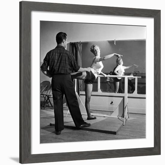 Young Upcoming Starlet Marilyn Monroe Practicing in Dance Class-J^ R^ Eyerman-Framed Premium Photographic Print