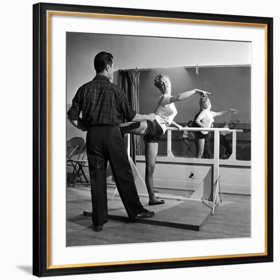 Young Upcoming Starlet Marilyn Monroe Practicing in Dance Class-J^ R^ Eyerman-Framed Premium Photographic Print