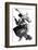 Young Witch Gets a Lift on the Broom of Her Older Companion as They Leave for the Sabbat-null-Framed Photographic Print