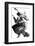Young Witch Gets a Lift on the Broom of Her Older Companion as They Leave for the Sabbat-null-Framed Photographic Print