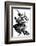 Young Witch Gets a Lift on the Broom of Her Older Companion as They Leave for the Sabbat-null-Framed Photographic Print