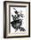 Young Witch Gets a Lift on the Broom of Her Older Companion as They Leave for the Sabbat-null-Framed Photographic Print