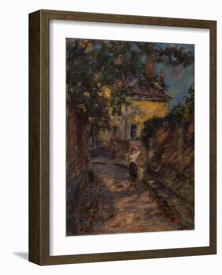 Young Woman and Child in an Alley-Henri Duhem-Framed Giclee Print