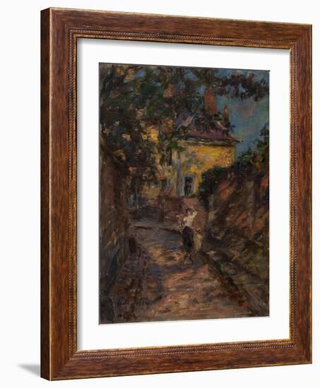 Young Woman and Child in an Alley-Henri Duhem-Framed Giclee Print