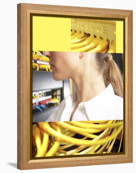 Young Woman and Technology-null-Framed Premier Image Canvas