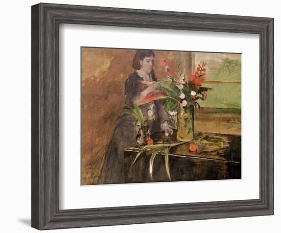 Young Woman Arranging Flowers, 1872-Edgar Degas-Framed Giclee Print