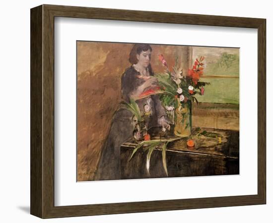 Young Woman Arranging Flowers, 1872-Edgar Degas-Framed Giclee Print