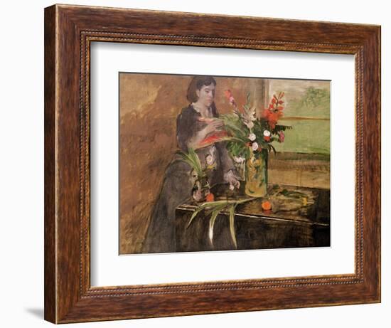 Young Woman Arranging Flowers, 1872-Edgar Degas-Framed Giclee Print