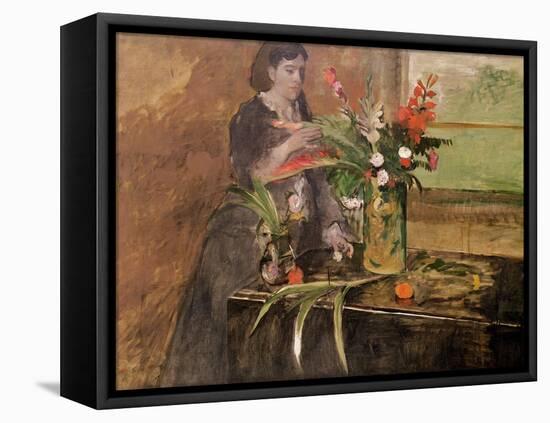 Young Woman Arranging Flowers, 1872-Edgar Degas-Framed Premier Image Canvas