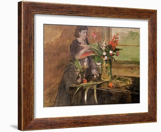 Young Woman Arranging Flowers, 1872-Edgar Degas-Framed Giclee Print