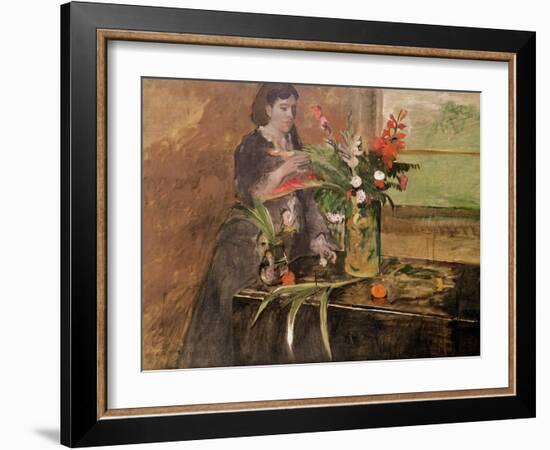 Young Woman Arranging Flowers, 1872-Edgar Degas-Framed Giclee Print