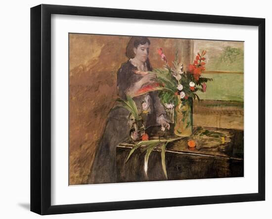 Young Woman Arranging Flowers, 1872-Edgar Degas-Framed Giclee Print
