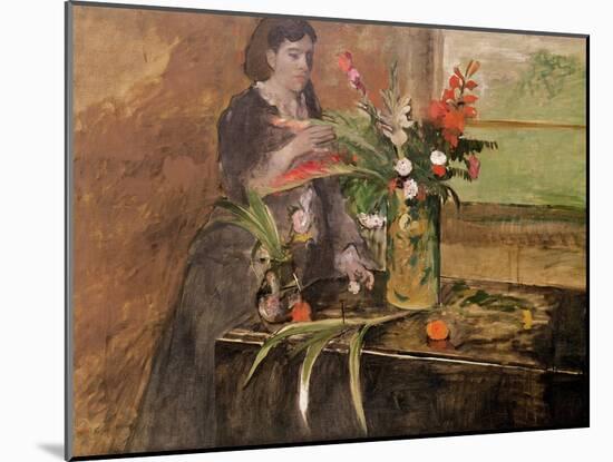 Young Woman Arranging Flowers, 1872-Edgar Degas-Mounted Giclee Print