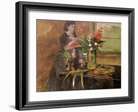 Young Woman Arranging Flowers, 1872-Edgar Degas-Framed Giclee Print