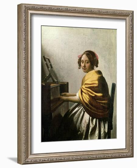 Young Woman at a Virginal-Johannes Vermeer-Framed Giclee Print