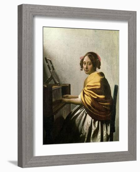 Young Woman at a Virginal-Johannes Vermeer-Framed Giclee Print