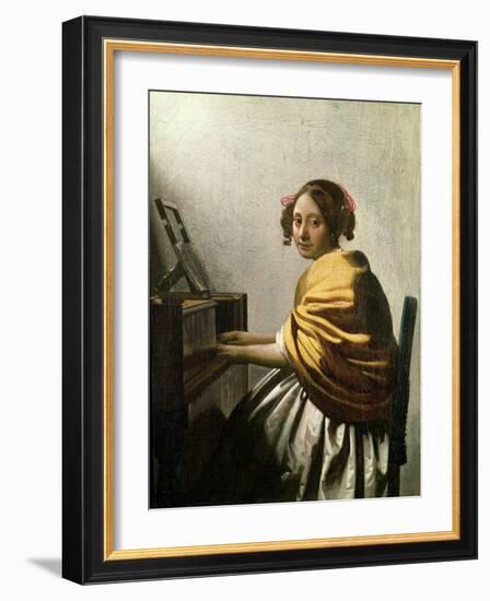 Young Woman at a Virginal-Johannes Vermeer-Framed Giclee Print