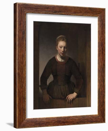 Young Woman at an Open Half-Door, 1645-Rembrandt van Rijn-Framed Giclee Print