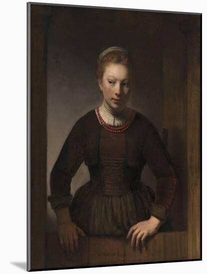 Young Woman at an Open Half-Door, 1645-Rembrandt van Rijn-Mounted Giclee Print